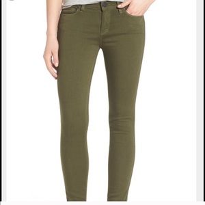 Paige Verdugo olive green skinny jeans